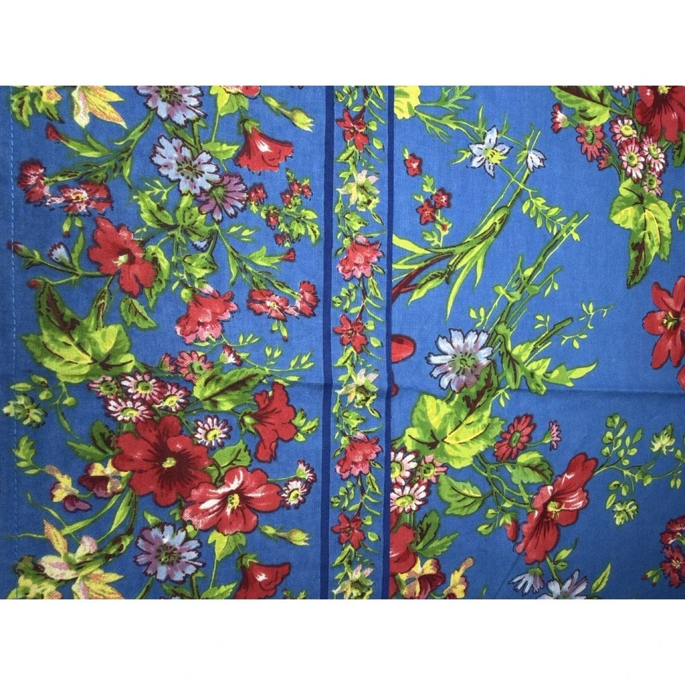 April Cornell Graceful Garden Tablecloth Blue Floral Cloth‎ Square 36x36 Cottage